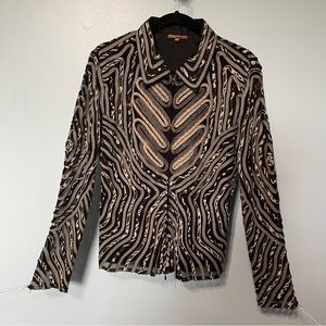 OBSTINEE by IKA  Women’s Size 12 jacket Blouse  Zipper Long Sleeves